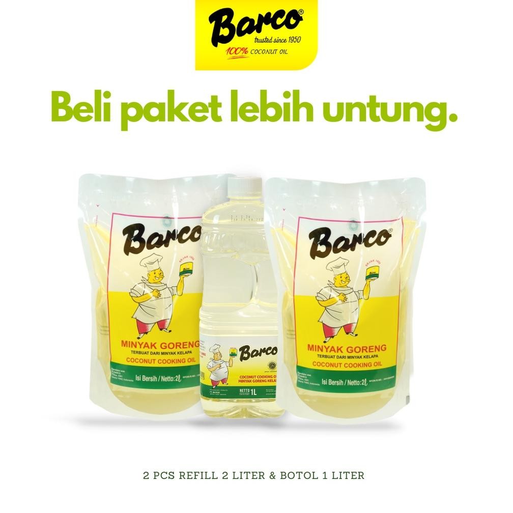 

Barco Offical Minyak Goreng Kelapa Botol 1 ltr + Pouch 2 ltr (2pcs)