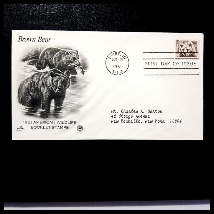 

HOT DEAL PRANGKO AMERIKA. FDC AMERICAN WILDLIFE. BROWN BEAR !!