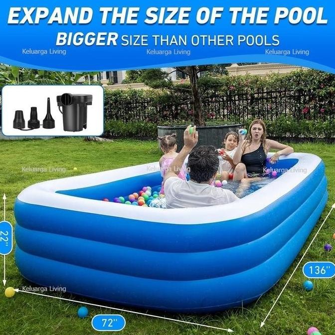 Kolam Renang Anak-Anak 120Cm - 210Cm / Kolam Renang Keluarga Tiup Besar / Kolam Renang Anak-Anak Den