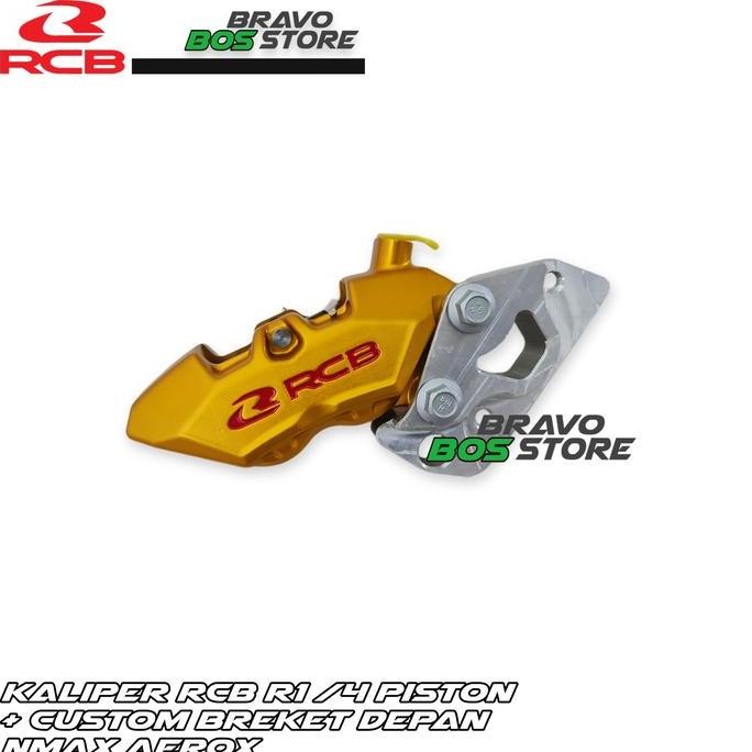 Kaliper Depan RCB R1 4 Piston + Custom Breket Depan Nmax Aerox