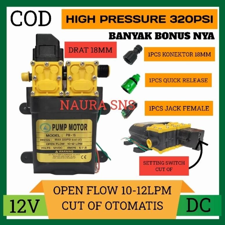 Pompa Dc 12v 320psi Dinamo Steam Motor Dobel Pompa
