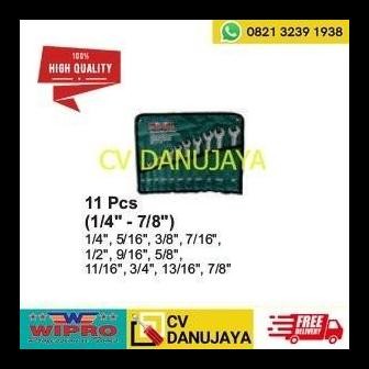 DISKON KUNCI RING PAS INCH (CR) CRV SET SIZE 1/4" - 7/8" ( 11 PCS) - WIPRO 