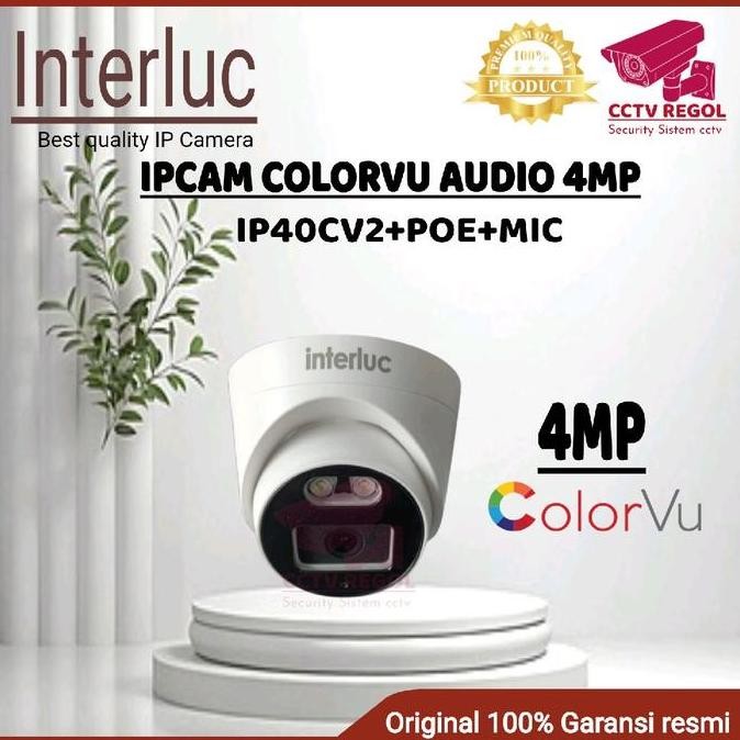Ip Camera 4Mp Colorvu Interluc Ipc40Cv2+Poe Onvif Ip Camera Full Color