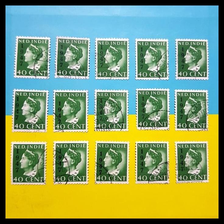 

HOT DEAL PRANGKO INDONESIA NED INDIE. RATU WILHELMINA 40 CENT DGN C.T. 1947 !