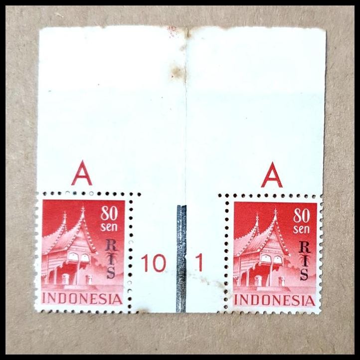 

TERBARU PRANGKO INDONESIA 1950 C.T. RIS 80 SEN, PAIR DENGAN GUTTER. ISTIMEWA
