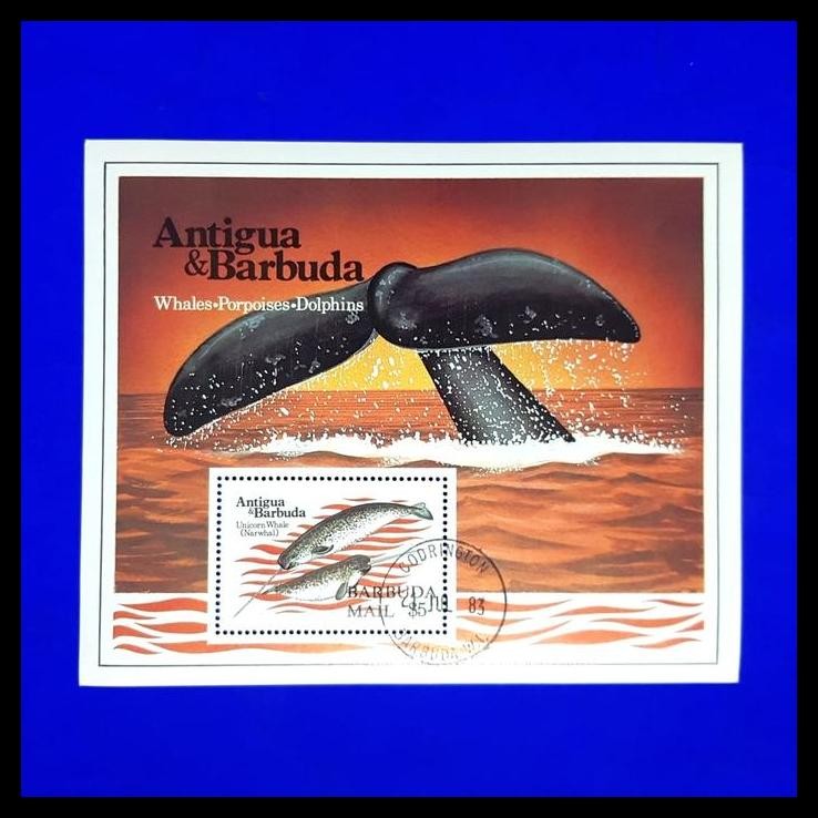 

GRATIS ONGKIR PRANGKO IKAN PAUS. SS WHALES~PORPOISES~DOLPHINS. ANTIGUA &BARBUDA. $5 !!!!