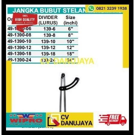 

HOT DEAL JANGKA BUBUT STELAN M/KOMPAS DIVIDER LURUS SIZE 18 INCH WIPRO !!!!!