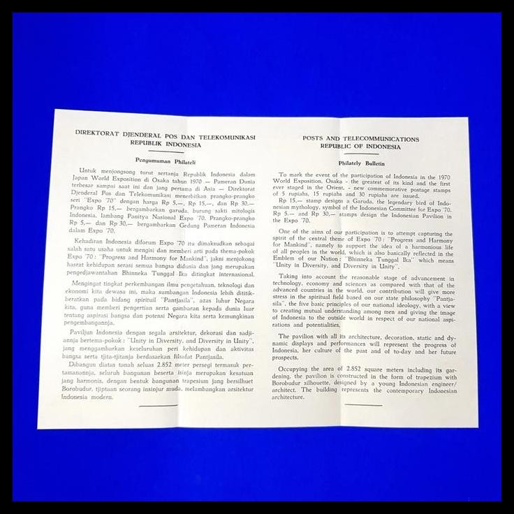 

BEST DEAL PERANGKO/PRANGKO INDONESIA. SHP/FDC EXPO '70 OSAKA, JEPANG !!!!!