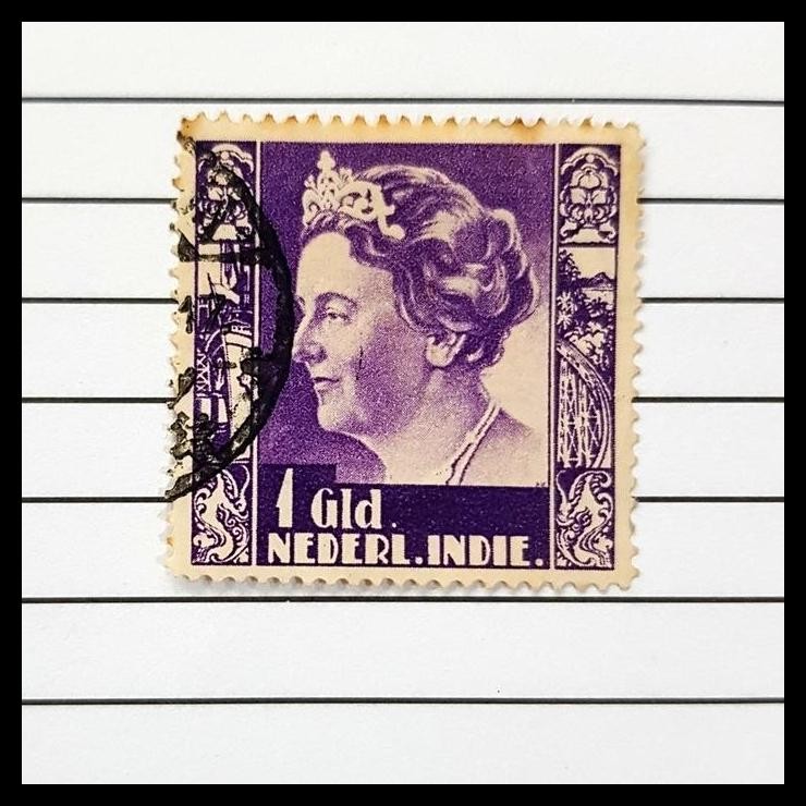 

TERMURAH PRANGKO INDONESIA NED INDIE 1937. RATU WILHELMINA 1 GULDEN, USED