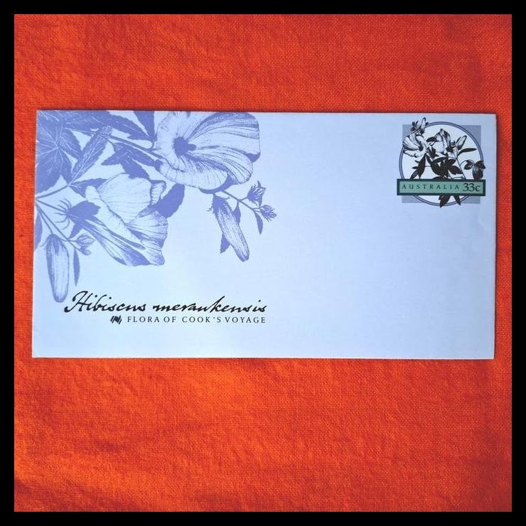 

DISKON AMPLOP AEROGRAM DARI AUSTRALIA. TEMA BUNGA. FLORA OF COOK'S VOYAGE : HIBISCUS MERAUKENSIS !