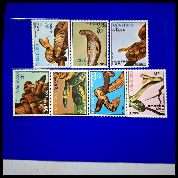

DISKON PRANGKO WILDLIFE DARI LAOS 1986. SNAKE /ULAR. SET LENGKAP (7V) MNH !