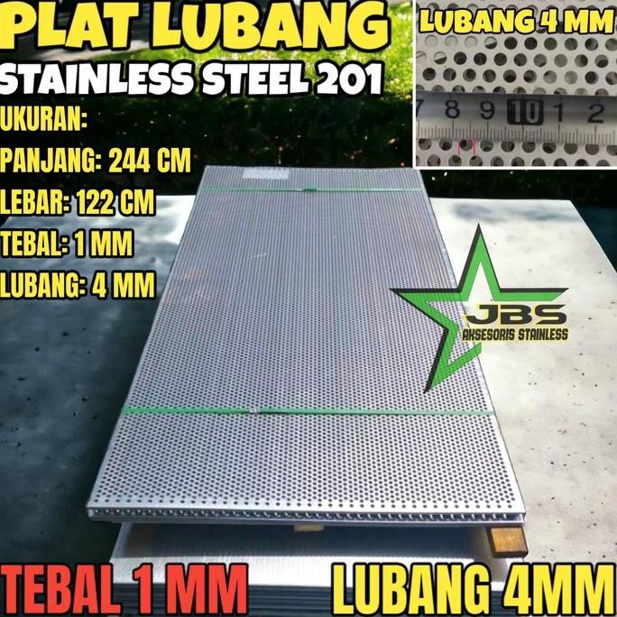 #####] PLAT LUBANG 201 - 122CMX244CM - (1 MM) - LUBANG 4MM STAINLESS STEEL 201 - PLAT PERFORATED - P