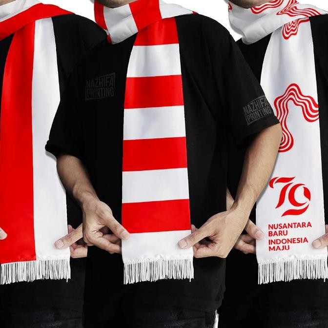 ><><><] Nazhifa Printing - Syal Merah Putih Indonesia - Syal 17 agustus HUT RI Scraft Scarf Leher Pr
