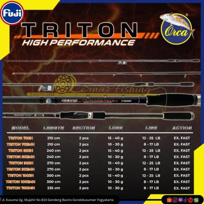 TERBARU Joran Spinning Orca Triton 210 240 270cm Bahan Carbon
