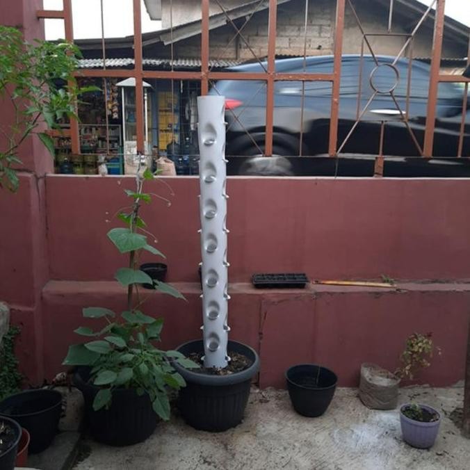 TOWER VERTIKAL HIDROPONIK VERTICAL GARDEN 4INCH 30 LUBANG 1 METER
