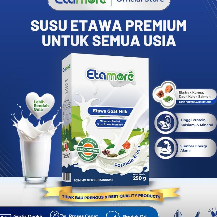 

Etamore Susu Kambing Etawa Etawa Goat Milk Alami Mengandung Daun Kelor Salmon Kurma Rendah Gula Mengatasi Asam Urat Nyeri Sendi Pegal Linu Dan Pernafasan