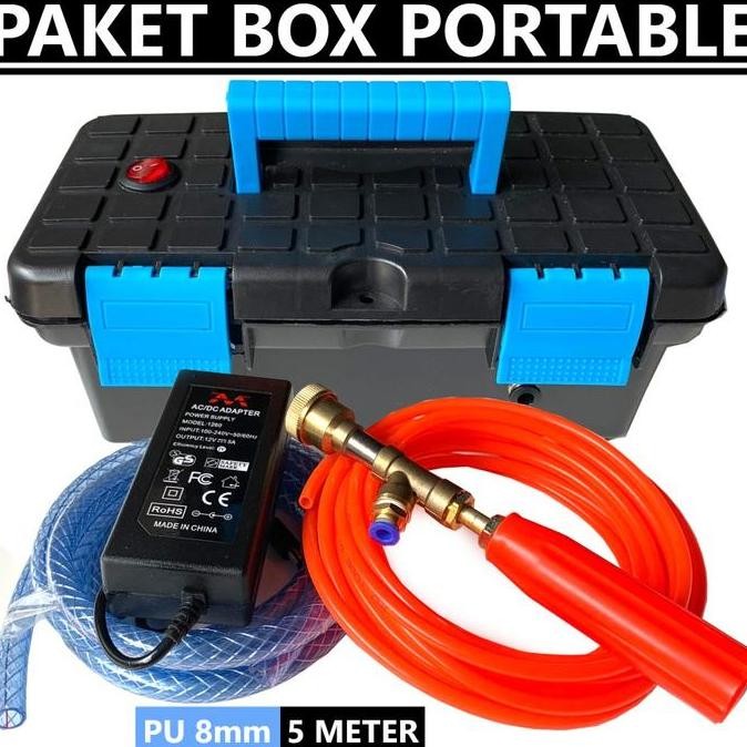 Paket Set Alat Mesin Pompa Box Mini Steam Cuci Motor Mobil Ac Portable Air Car Air Car Selang