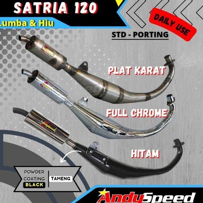 Knalpot SATRIA 2TAK LUMBA HIU STANDAR RACING merk andy speed