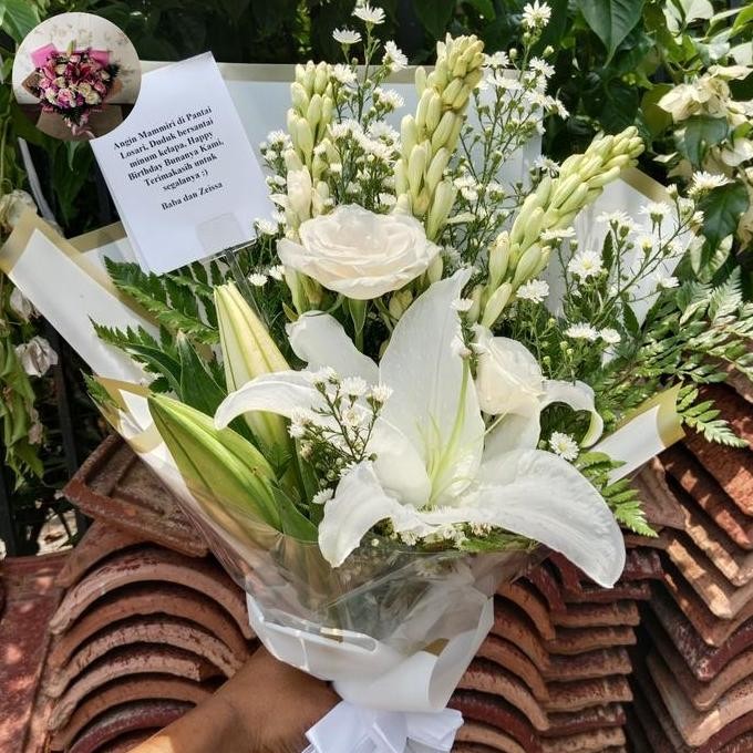 Bunga buket /bunga asli /mix ros lily sedap malam/bunga kado