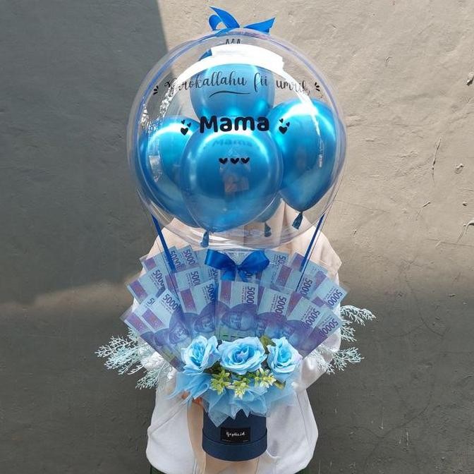 Buket Bouquet Balon Uang (dekor) Uang isi sendiri di rumah