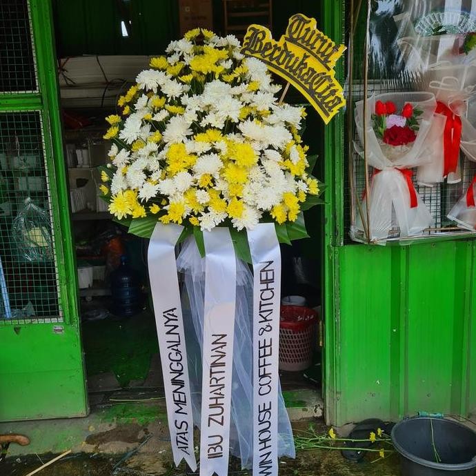 karangan bunga standing flower wedding - Duka cita