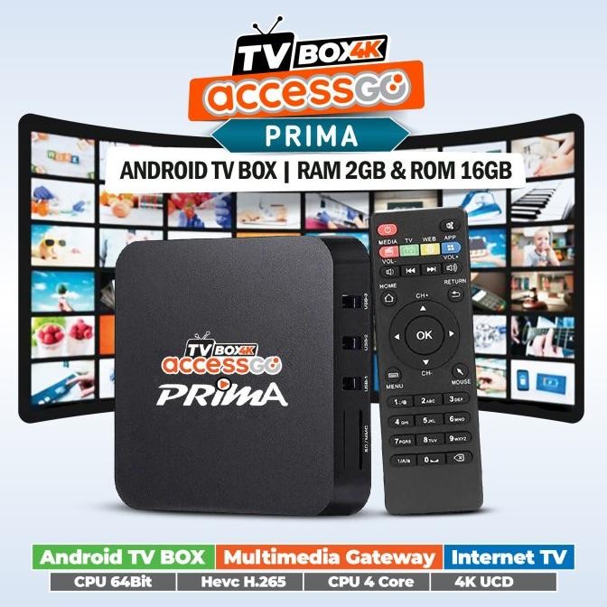 NEW ANDROID TV BOX 4K PRIMA ACCESSGO  RAM 2GB & ROM 16GB [terbaik][terlaris]