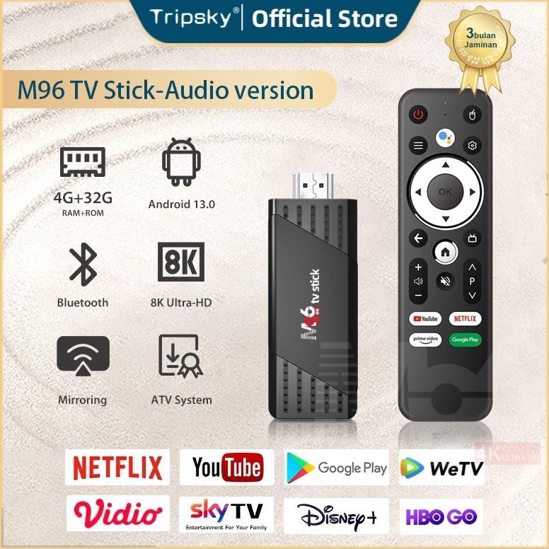 NEW Tripsky M96 Tv Stick Android 8K HD Ram 4/8gb Rom 32/128gb Android 13 Smart TV Stick Android TV S