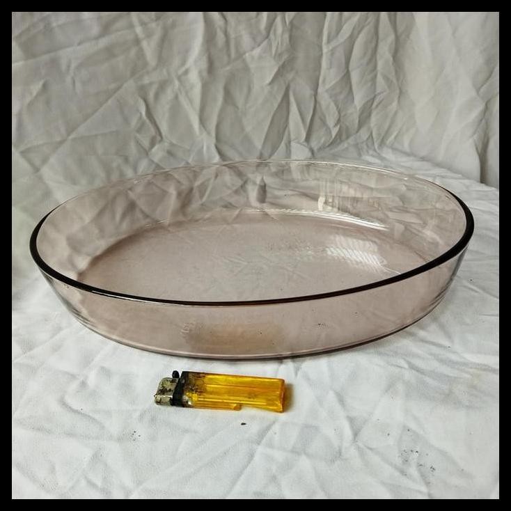 DISKON WADAH PYREX KACA PINK COKLAT OVAL 35 CM 