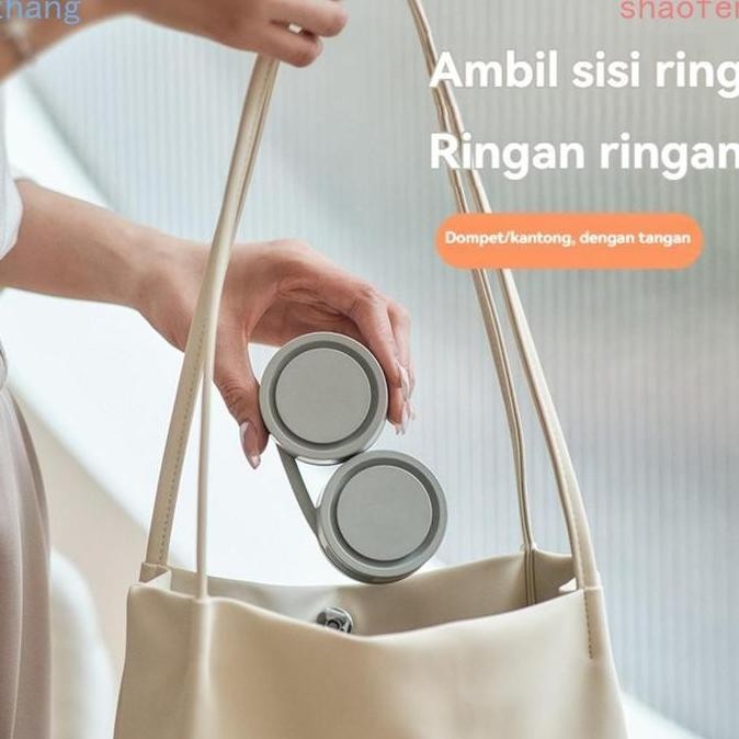 Kipas Leher Mini Portable - Warna Biru & Hijau, Rechargeable, Desain Gantung Nyaman Untuk Aktivitas 