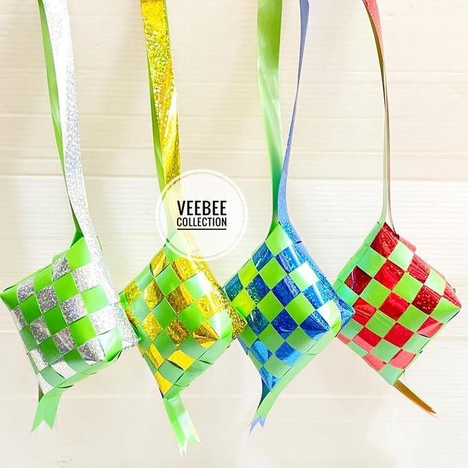 

monggo] Ketupat pita kilap 9,5x12cm/ Pita hias ketupat/hiasan hampers lebaran