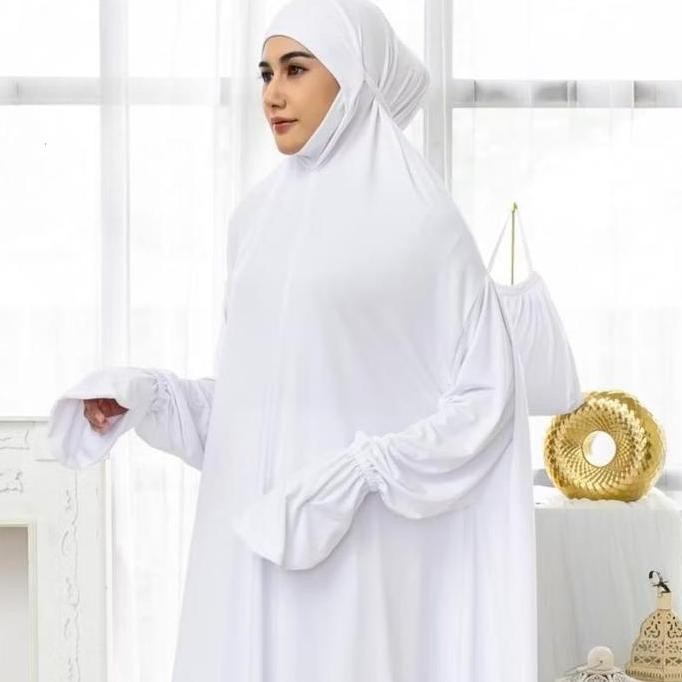 MUKENA TERUSAN JERSEY PREMIUM PENUTUP DAGU KHADIJAH JUMBO