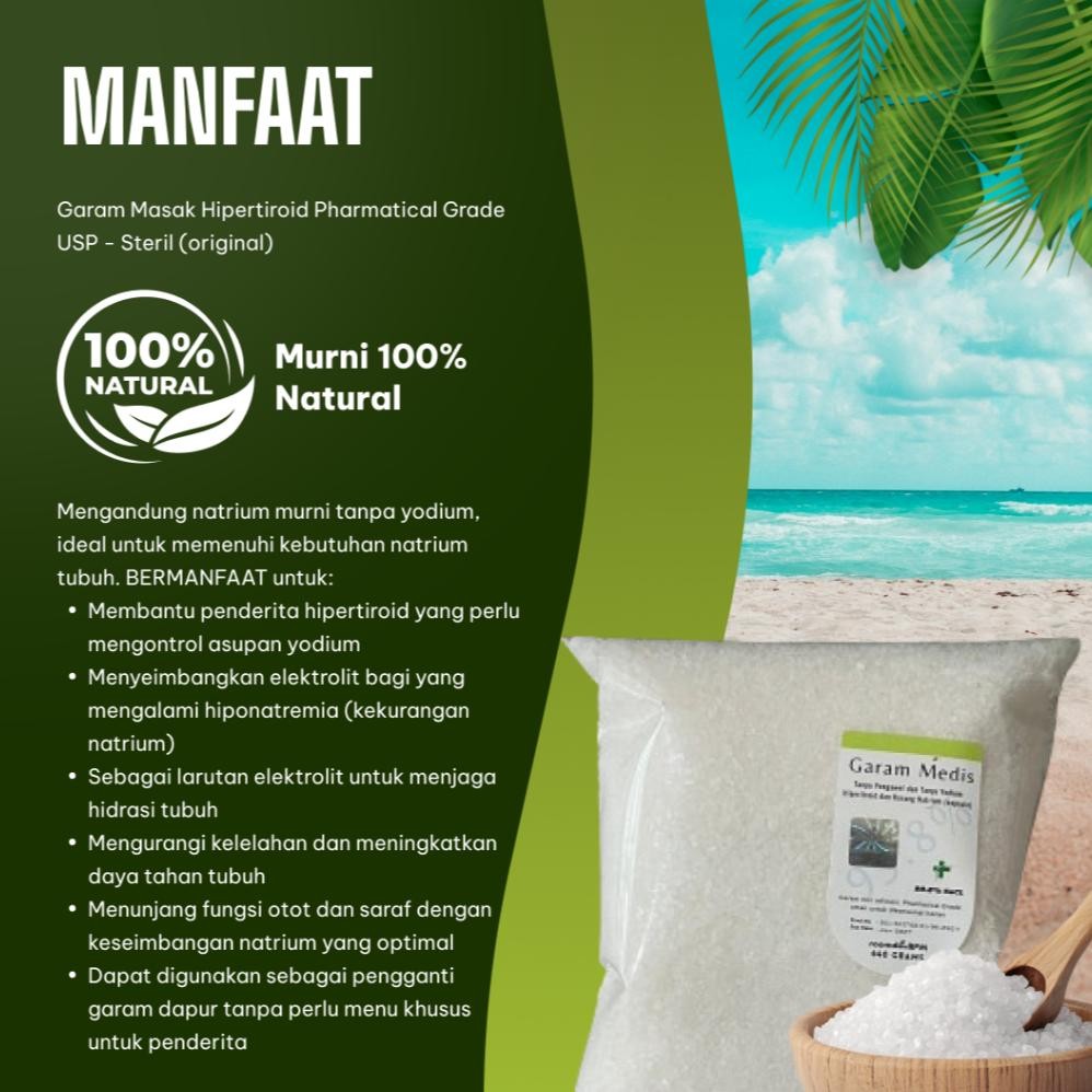 

Garam Medis Organic Non Yodium Khusus Tiroid Hipertiroid Dan Kurang Natrium