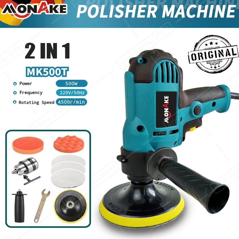 MESIN POLES MOBIL POLISHER 5 INCH ALAT POLES CAT MOBIL FULL SET CAR ALAT DISC DISK KACA MOTOR MK500T