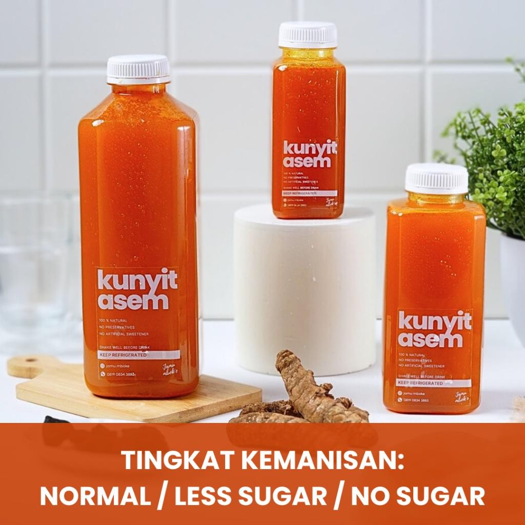 

FM Jamu 500 ml ( Kunyit Asem / Beras Kencur / Wedang Jahe / Kunyit Sirih/ Empon-Empon/ Asem Jawa ) dengan Gula Aren oleh Jamu Mboke