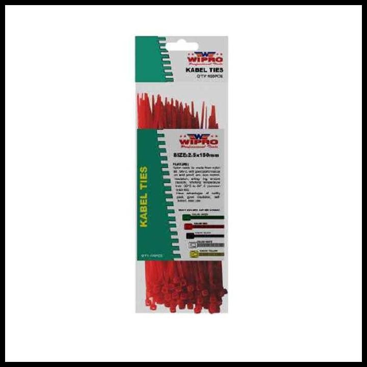 

HOT DEAL WIPRO CABLE TIES NEON RED 100 X 2.5 MM (100PCS / PACK) -(62-1003-2510) !!