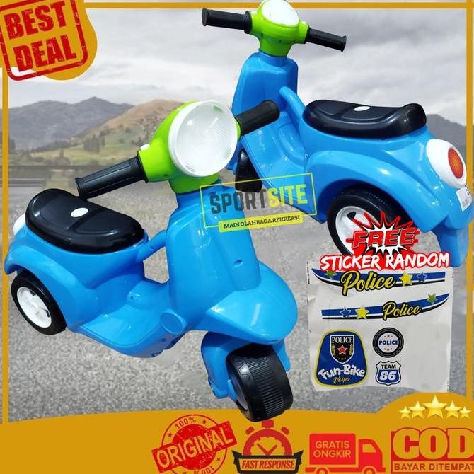 Vespa Fun Bike Mini Mainan Sepeda Motor Anak Scooter Roda Tiga 3 Murah