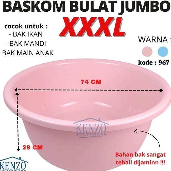 Baskom Bak Bulat Jumbo Plastik Bak Air Mandi Berkualitas XXXL Redhouse