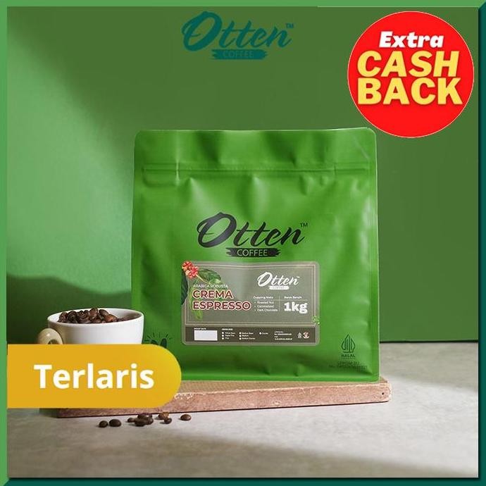 

Kopi Crema Espresso 1Kg Biji Bubuk Kopi Arabica Robusta Otten Coffee