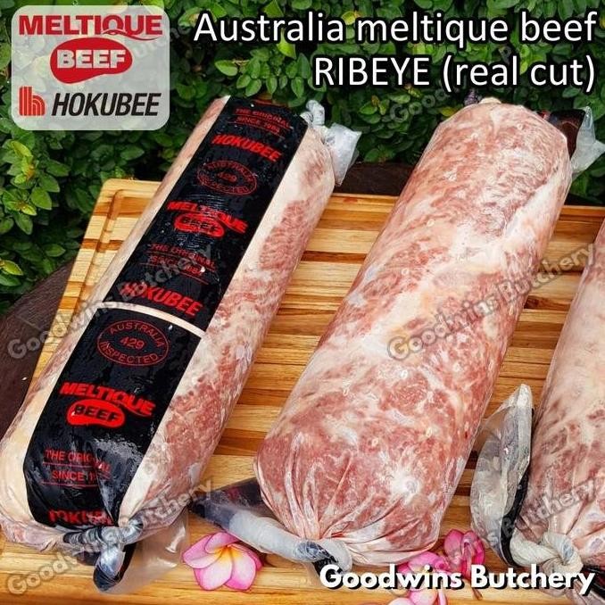 

Beef Meltique Ribeye (Real Cut) Australia Hokubee Frozen Whole Cuts 6 Kg/Pc Daging Sapi Meltik Has Luar Scotch-Fillet Cuberoll For Teriyaki Shabu2 Saikoro Roast