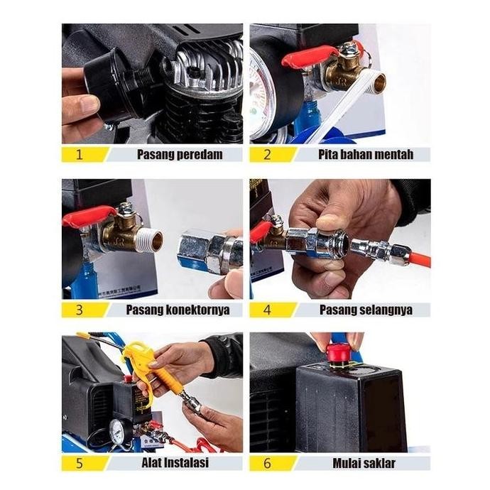 Reaim 2.45HP 50L Oilless Air Compressor Silent Kompresor Angin Mini Listrik Tanpa Oli Portabel terla