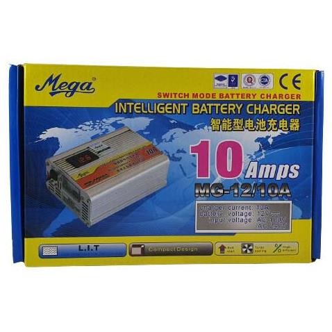 Charger Aki 12V 10A Mega Battery Charger Cas Accu Motor Mobil Mg-1210A