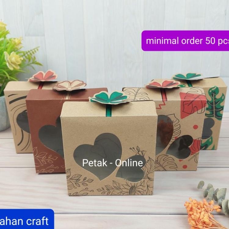 

50 Pcs Box Kemasan Souvenir Box Kraft 10X10 X 4 Cm