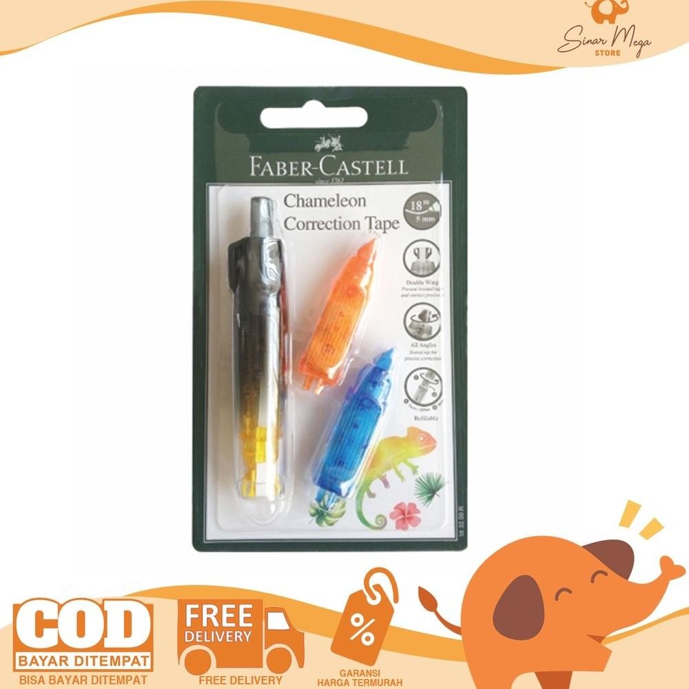 

Faber Castell Chameleon Correction Tape + 2 Refill Bar "BLACK" /Tip-Ex Pita Kertas Murah Berkualitas DiM