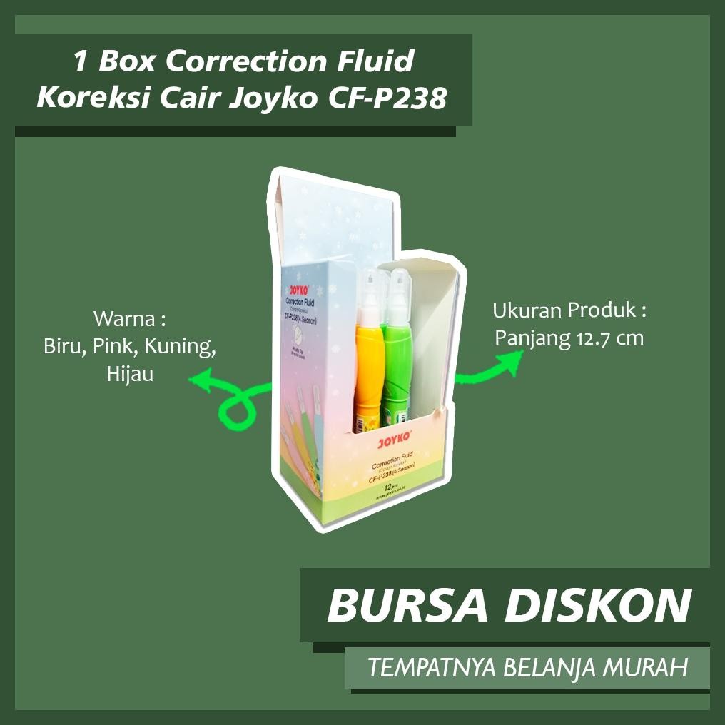 

1 Box Tip-X Cair Joyko CF-P238 Season Series Winter Biru Correction Fluid Cairan Koreksi Penghapus Cair Joyko Tip-x Cair Tipex DiM