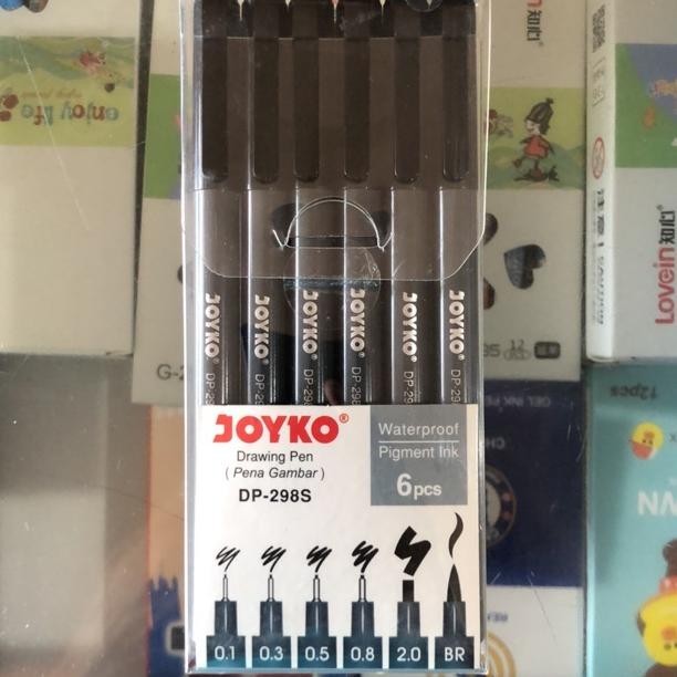 

( 1 set isi 6 ) Drawing Kaligrafi Pen Joyko DP-298S / Pulpen Menggambar dan Menulis Kaligrafi anti Air Dp298s DiM