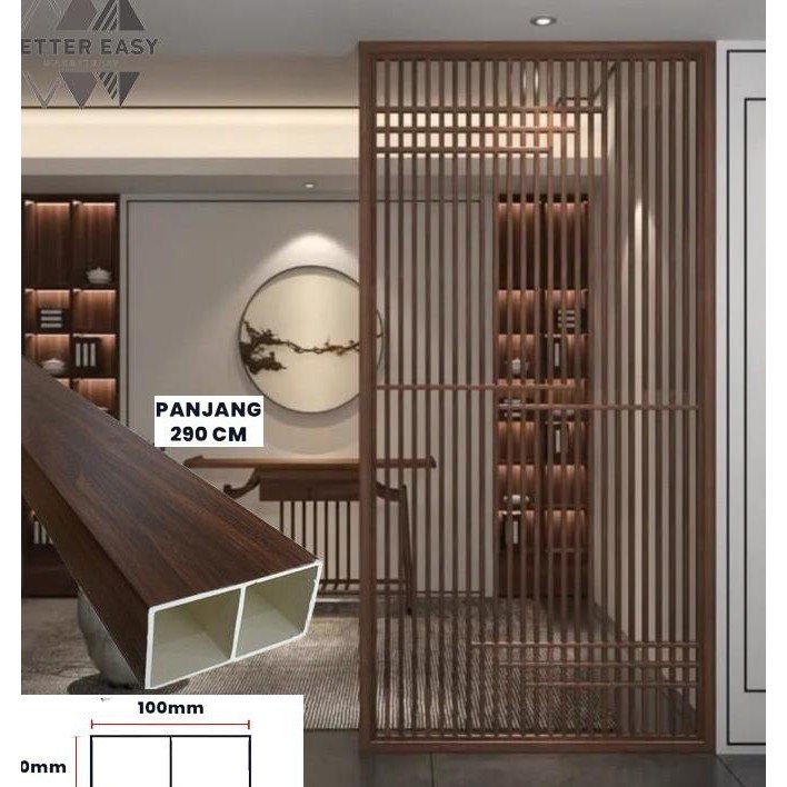 PVC Hollow Partisi | WPC Indoor Hollow Kisi Kisi | Pembatas Ruangan PVC | Timber Tube Indoor PVC | P