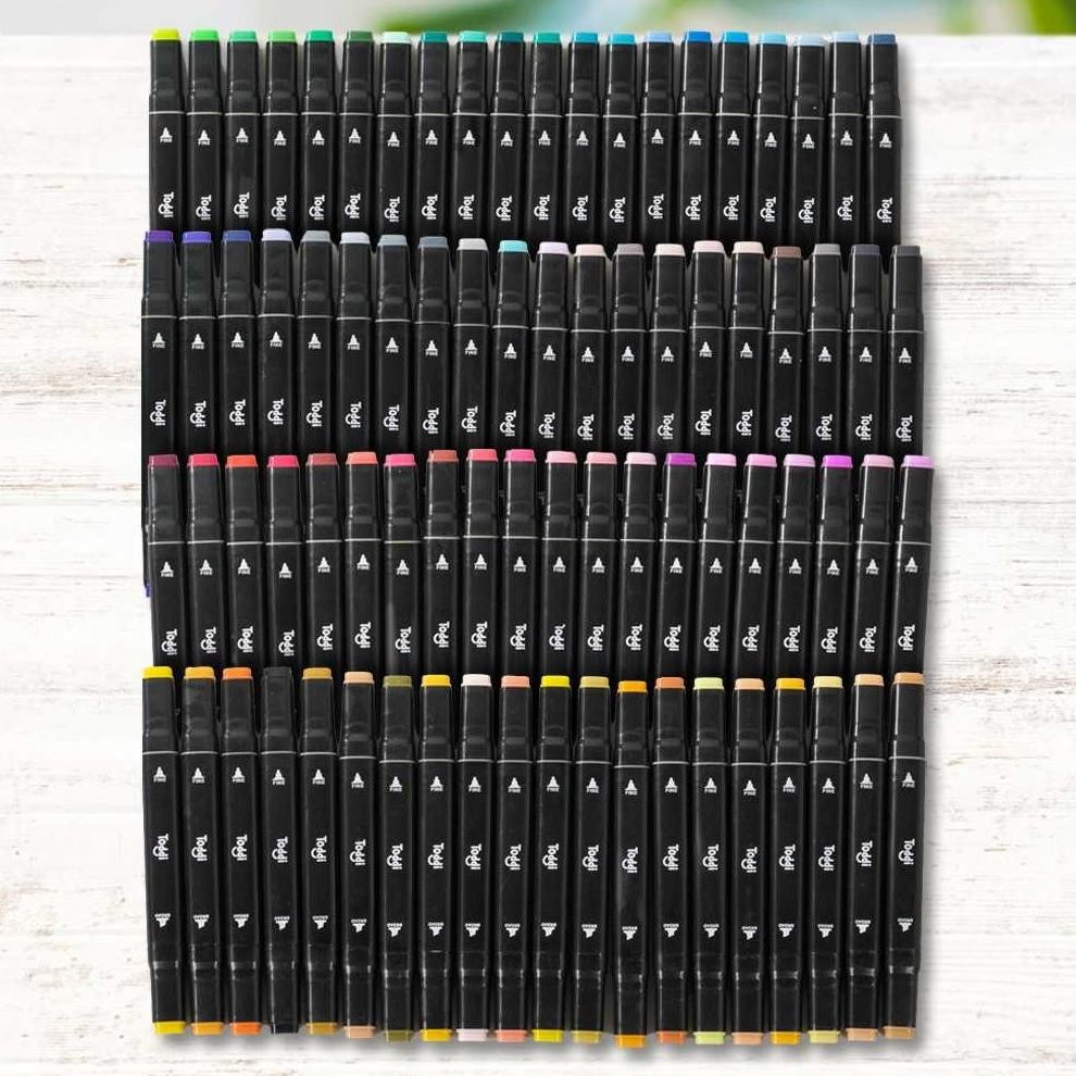 

Spidol Dual Side Fine Art Brush Pen Art Marker Set 80 Color - HL270 Toddi DiM