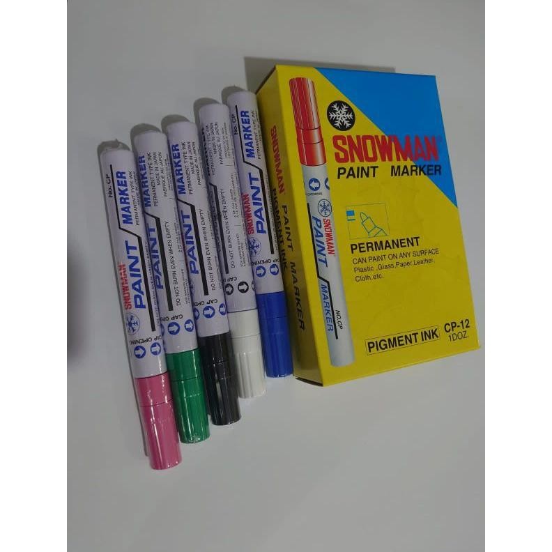 

Spidol Snowman Original Permanent Paint Marker WARNA / Pack untuk Logam, Kayu, Kaca, Plastik, Kulit, Kertas, Keramik, Kain, Dll DiM