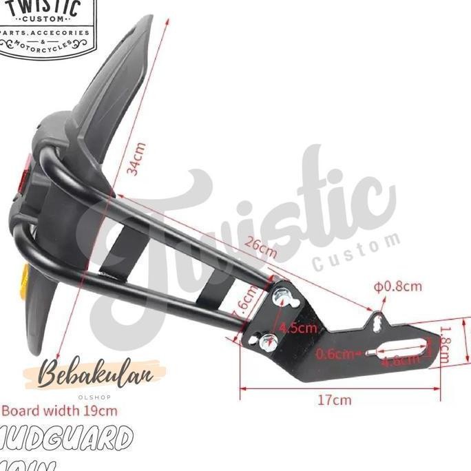 Spakbor Mudguard Moin Belakang Motor Custom Universal Terjangkau