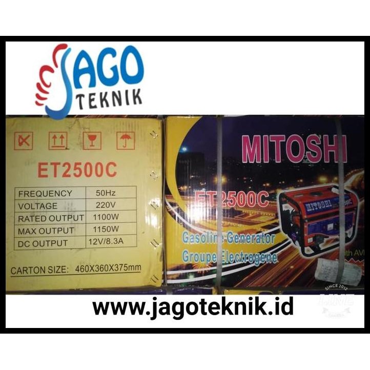 TERMURAH GENERATOR MITOSHI ET2500C 1100 WATT / GENSET 1000 WATT READY TERMURAH 